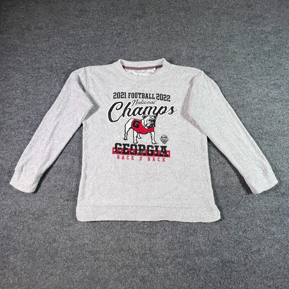 Pressbox Georgia Bulldogs National Champs Sweatshirt Mens Large Gray Back 2 Back
